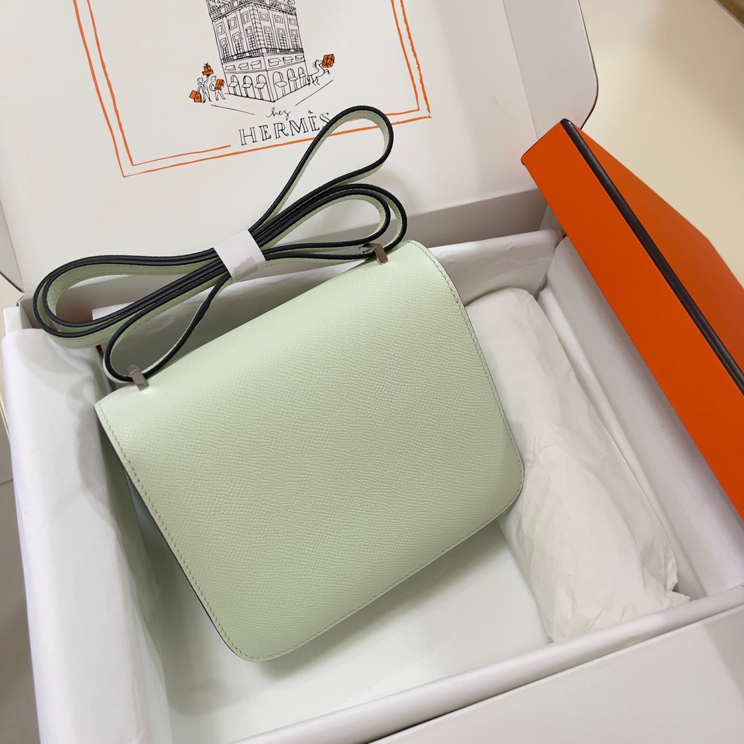 Hermes Constance 18 Mini Shoulder Bag In Pale Green Epsom Leather